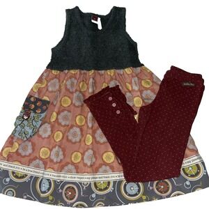 Matilda Jane Character Counts Vigilante Outfit Lot Polka Dot Dress Leggings 8